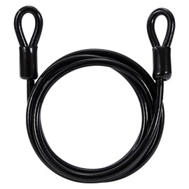 GUNGY 1.8 m Loop Cable Steel Cable with Eyelets Safety Cable 6 mm Thickness with Plastic Coated for Cable Lock Bicycle Trailer, Black