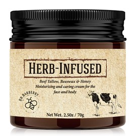 Dr.Barberry Beef Tallow for Skin, Beeswax and Honey for Moisturizer, 100% Grass Fed, Natural Tallow for Face and Body, Handmade (2.5 Ounce (Pack of 1))