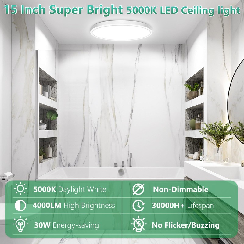 Brightever 15 Inch Large LED Flush Mount Ceiling Lights, 30W
