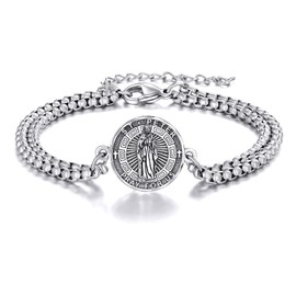 YFN St Peter Bracelet Sterling Silver Religious Protector Bracelet Saint Peter Archangel Jewelry Gift for Women Men
