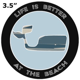 Athena Brands Blue Whale Life is Better at the Beach - Car Truck Window Bumper Sticker Decal - Black