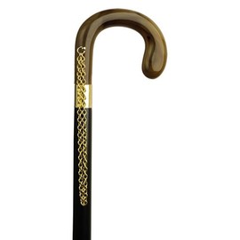 Ladies Small Crook Cane Black Maple Shaft, Horn Handle  -Affordable Gift! Item #HAR-9130831