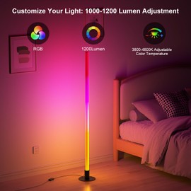 Corner Floor Lamp - Smart RGB light with APP & Remote Control,Timer Setting 1200Lumen Modern LED lights with Music Sync and 16 Million Colors Foldable and bendable for Living Room,Bedroom,Room ,2PCS