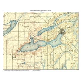 Lake Geneva 1900 Old Topographic Map USGS Custom Composite Reprint Wisconsin 1