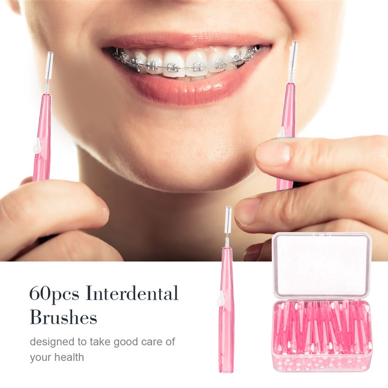 60pcs Toothpick Interdental Brushes Tooth Flossing Head Oral Hygiene Brush