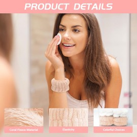 8 Pcs Face Washing Wristbands-Absorbent Wristband for Washing Face Microfiber Wrist Wash Band Towel, Makeup Skincare Yoga Sport Prevent Liquids Spilling Down Arm (Purple Brown Pink)