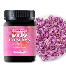 Dried Whole Cherry Blossoms, 0.5oz(14.0g), Natural Dried Sakura Blossoms for Food DIY & Beverages