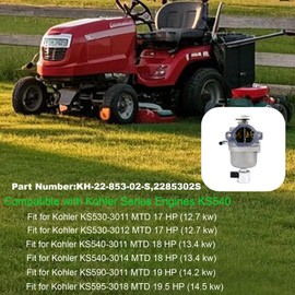 RYTIME 22-853-02-S Carburetor Compatible with Kohler 17 18 19.5 HP KS540-3011 KS530-3012 S540-3014 KS590-3011 KS595-3018 Series Engine Replace KH-22-853-02-S Lawn Mower Part Carb