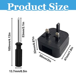 US to UK Plug Adapter Black American to UK Plug Adapter ABS 2 Pin to Uk Adaptor with Screwdriver Convert USA Chinese Japanese Type a Plugs to Uk with Safety Fuse