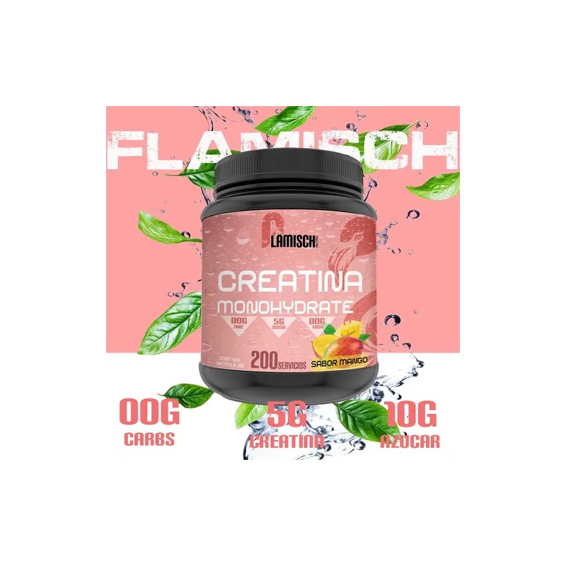 Creatina Monohidratada 1kg Flamish 200 Servicios Sabores