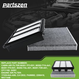 partszen CF11182 Cabin Air Filter CA12932 Engine Air Filter Set 1.5L Gas Fit for Honda Civic CR-V Accord 22-25 for Acura Integra ADX 2023 2024 2025# 80291-T5R-A01