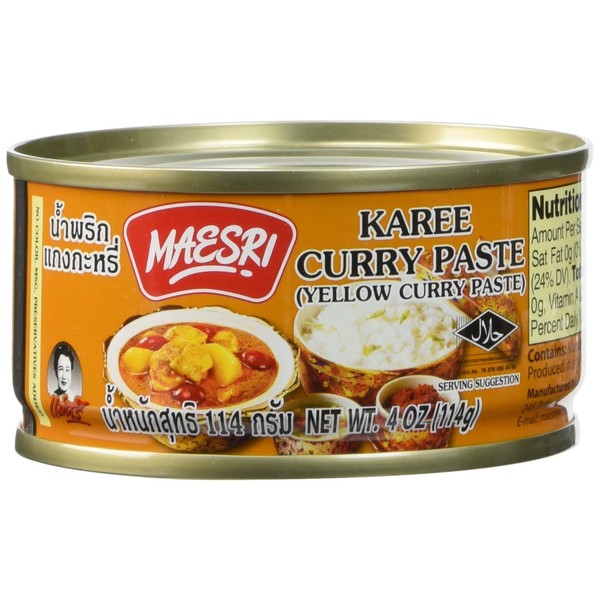 Maesri Yellow Curry Paste (Kang Karee) 4 Oz.- Pack of 4