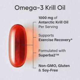 Antarctic Krill Oil Omega-3 1000mg – With Phospholipids, Choline & Astaxanthin for Heart, Brain & Joint Health