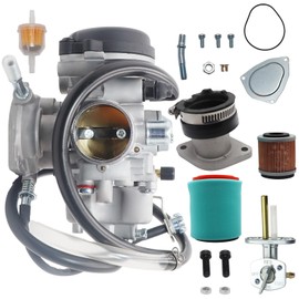 YJGZSVK Carburetor For Yamaha Bruin 250 2005-2006 Big Bear 250 YFM250B 2007-2009 Replaces 1P0-E4101-01-00 1P0-13586-00-00 3JN-24500-10-00 Intake Manifold Fuel Valve Petcock Air Oil Filter