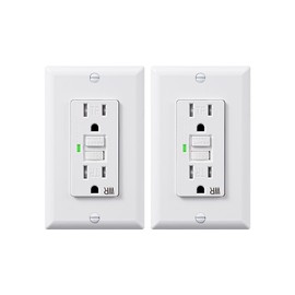 DEWENWILS 2 Pack 15 Amp GFCI Outlet, Self-Test GFI Receptacles with LED Indicator, Tamper Resistant & Weather Resistant, Wallplate and Screws Included, UL Listed, White