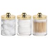 Tbestmax 10oz Qtips Holder - Plastic Apothecary Jar with Gold