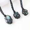 weryerker Natural Gemstone Labradorite Pendant Necklace Healing Crystal Stone Pendant