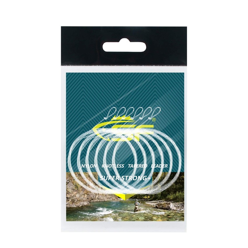 SF 6 Packs Pre-tied Loop Fly Fishing Tapered Leader Nylon