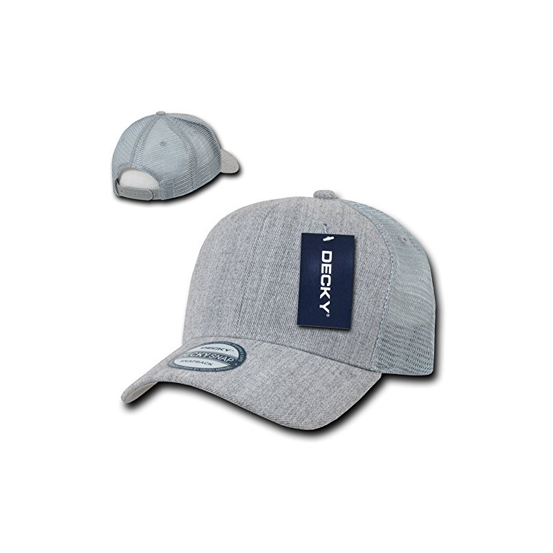 DECKY 6 Panel Curve Bill Trucker Cap, Heather Grey