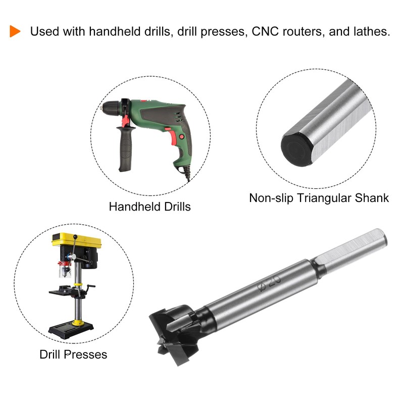 sourcing map Forstner Drill Bit 20mm / 25/32" K30/C1 Tungsten