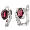 Jobo Women's Creole Earrings 925 Sterling Silver with Garnet Oval