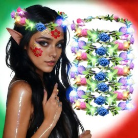 10pz Diadema Corona Flores Luz Led Fiesta Festival
