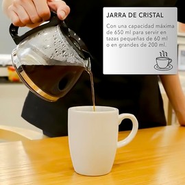 RCA Cafetera Eléctrica RC-CAF1, Jarra de Cristal con Asa, Filtro Extraíble, Incluye Cuchara Dosificadora, Indicador de Agua, 650W, Botón de...        