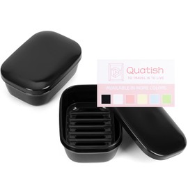 Quatish 2 Pack Travel Soap Container, Portable Soap Holder with Lid, Travel Bar Soap Holder, Soap Case for Camping Gym Travel, Soap Box for Bathroom,Black