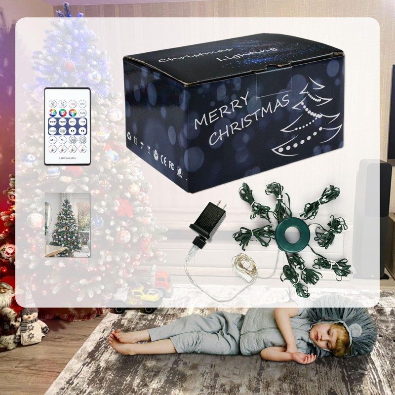 Horsetail Christmas Tree Lights Decorations with Ring Smart APP, 160LED