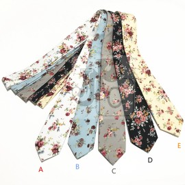 Brand Q Cotton Skinny Slim 2.25" Floral Paisley Neck tie and & Pocket Square Hankie 100 - B. Light Blue