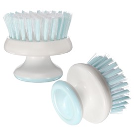 PATIKIL 2.7" x 2.5" Dish Brush with Handle, 2Pcs Ergonomic Grip Palm Bristle Plastic Dish Scrub Brush for Washing Kitchen Utensils Sink Pots Bowls Fruit, Blue