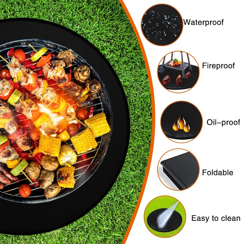 Golgner Fireproof Underlay 100 cm, Round Fireproof Mat, Fire Protection
