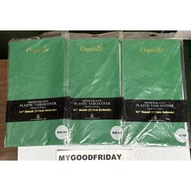 Exquisite 3Pack Premium Quality Disposable Plastic Party TableCover 84"Round Emerald Green