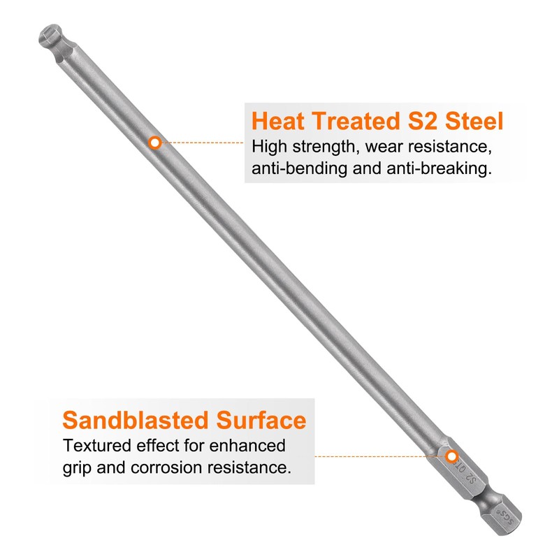 sourcing map 4pcs Ball End Hex Screwdriver Bit 5mm (H5.0)