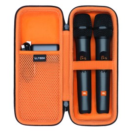 LTGEM Case Compatible with JBL Wireless Two Microphone/JBL PartyBox Wireless Mic/Sony ULT MIC Wireless Microphone, Receiver and Battery, Orange(Case Only)