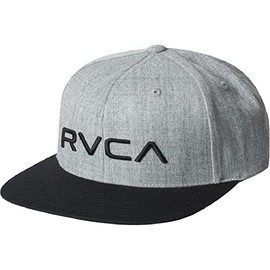 RVCA Boys' Adjustable Straight Brim Snapback Hat, Twill Ii/Heather Grey/Black, One Size