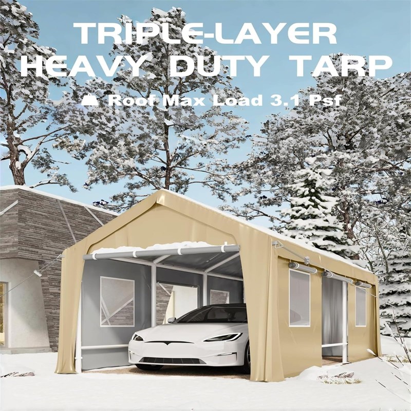 IDEALHOUSE 13'x20' Carport Replacement Canopy Cover - Heavy Duty 220G