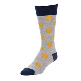 STROLLEGANT Classic Men Crew Polka Dot Casual Cotton Socks 1 Pairs (Yellow), Sock Size 10-13