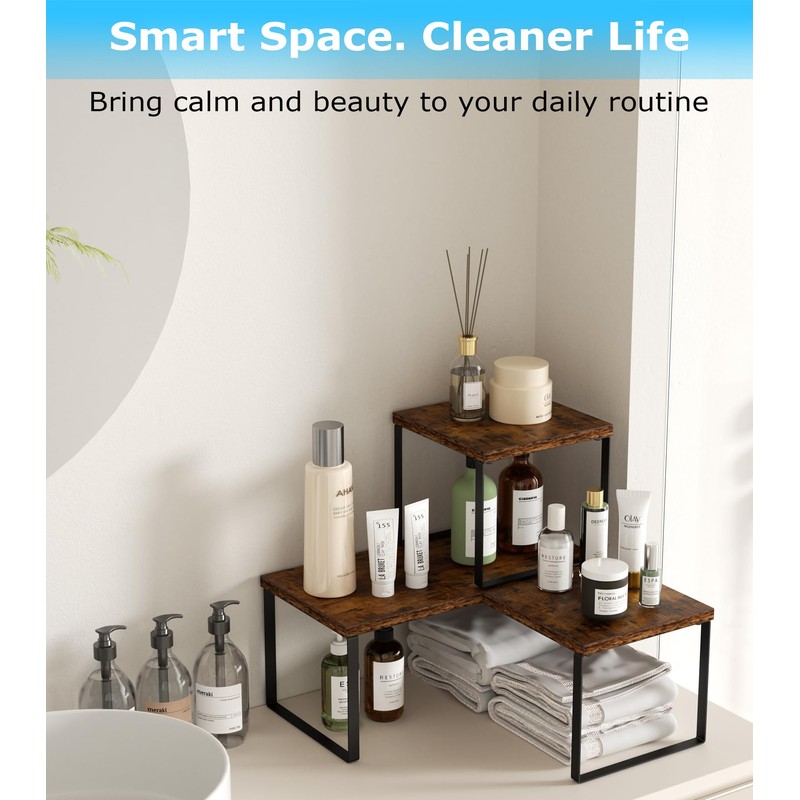 Aothia Wood Desktop Shelf for Top of Desk - 2-Tier
