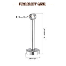 sourcing map 4 Set 7.87inch Ceiling Mount Bracket Fit 1.02inch Pipe, Stainless Steel Curtain Rod Holder Closet Rod Holders for Wardrobe Bathroom Curtain Pipe, Silver