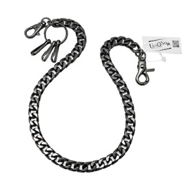 UNIQSUM Soft Cut Curb Cuban Link wallet chain Swivel Trigger snap Biker Punk Key chain (Gun-Metal)