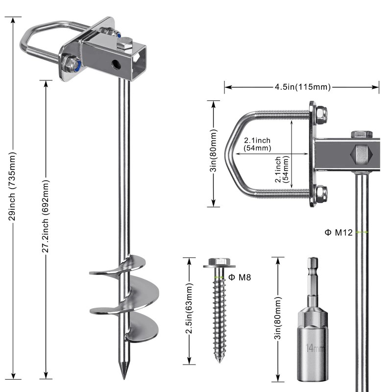 Insaga Multi-Purpose Ground Anchors Screw in, Fully Welded Shed Anchor