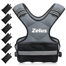 ZELUS Weighted Vest for Men and Women, Adjustable Body Weight Vest Exercise Set for Workouts, 4-10lb/11-20lb/20-32lb with 6 Ironsand Weights for Cardio Strength Training Walking Jogging, 11-20lb. Gray