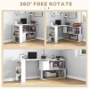 360 Degree Rotating White L-Shaped Corner Computer Desk Home Office
