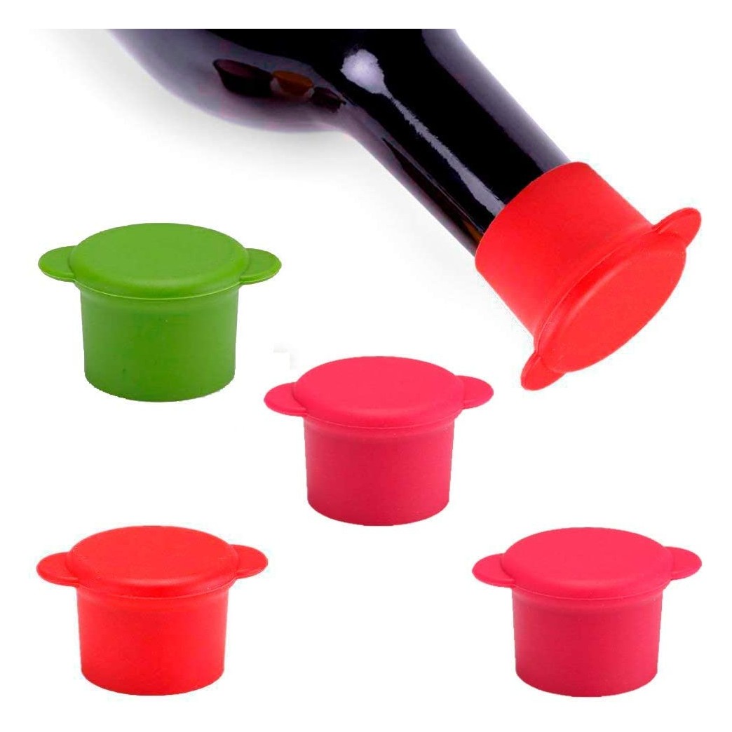 Vitrix Kitchenware Bottle Caps Reusable and Unbreakable Sealer Covers-Silicone Stoppers to Keep Wine or Beer Fresh for Days with Air Tight Seal-Set of 5