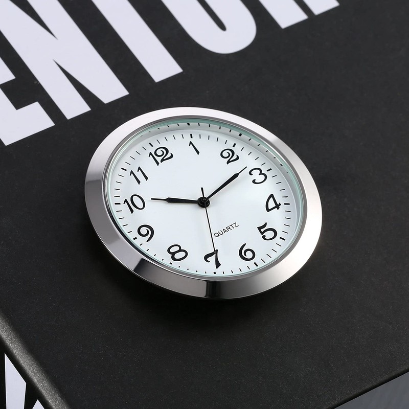 2-1/8 Inch (55 mm) Quartz Clock Insert, Zinc-Alloy Metal Case,