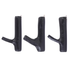DESIGN DELIGHTS Set of 3 Limb Wardrobe Hooks, Teak Root, Approx. 17 x 10 x 2.5 cm (H x D x W), Voodoo Black, Shabby Coat Hooks, Wall Coat Rack, Wooden Hooks, Wall Hooks
