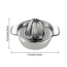 Lemon Orange Squeezer, Manual Juicer Stainless Steel Citrus Juicer Hand Press Lemon Squeezer with Bowl Juicer Strainer