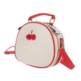 WRITWAA Pack of 1 Red Adjustable Strap Handbags Cherry Handbags for Women PU Shoulder Bags Straps PU Leather Summer Circle Purses, red