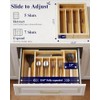Kitsure Thickened Silverware Organizer - Expandable Bamboo Kitchen Drawer Organizer